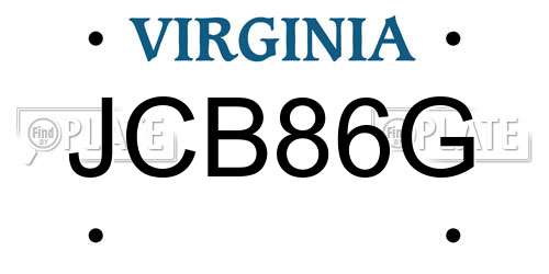 JCB86G Virginia License Plate