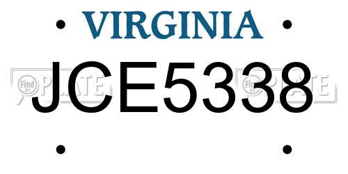 JCE5338 Virginia License Plate