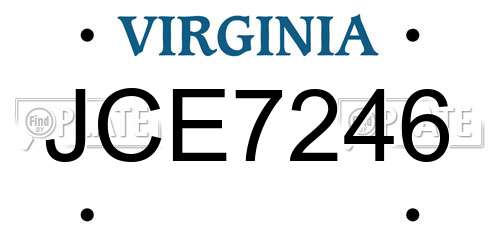 JCE7246 Virginia License Plate