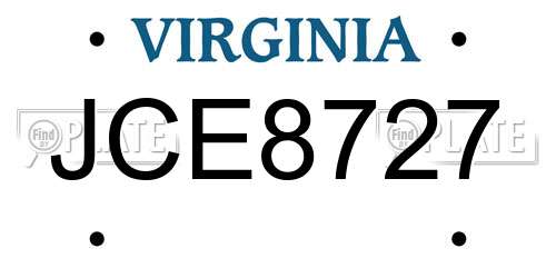 JCE8727 Virginia License Plate