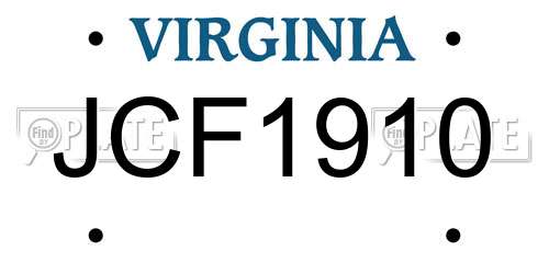 JCF1910 Virginia License Plate