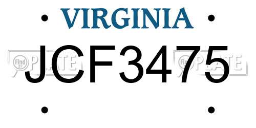 JCF3475 Virginia License Plate