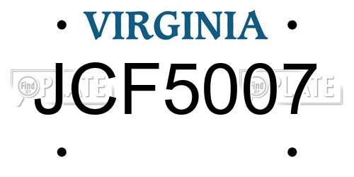 JCF5007 Virginia License Plate