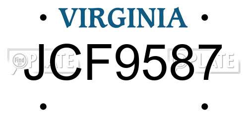 JCF9587 Virginia License Plate