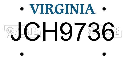 JCH9736 Virginia License Plate