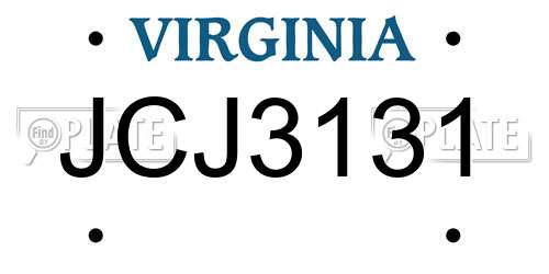 JCJ3131 Virginia License Plate