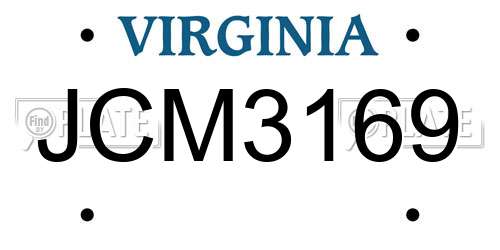 JCM3169 Virginia License Plate
