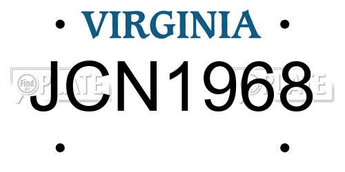 JCN1968 Virginia License Plate
