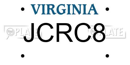JCRC8 Virginia License Plate