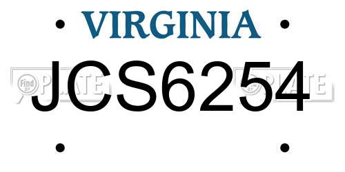JCS6254 Virginia License Plate