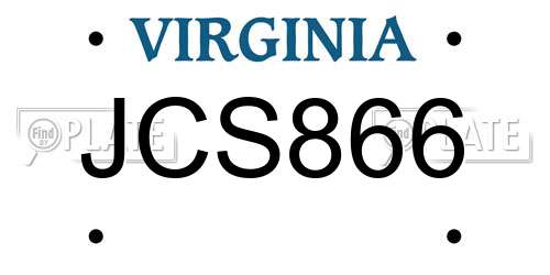 JCS866 Virginia License Plate