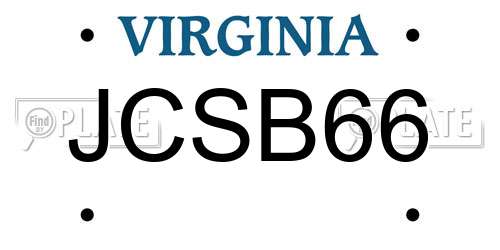 JCSB66 Virginia License Plate