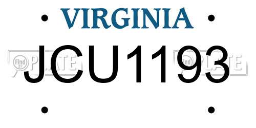 JCU1193 Virginia License Plate