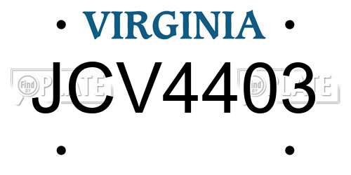 JCV4403 Virginia License Plate
