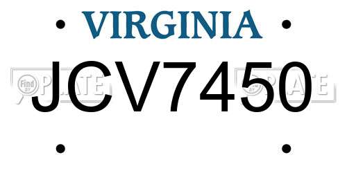 JCV7450 Virginia License Plate