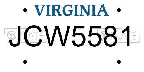 JCW5581 Virginia License Plate