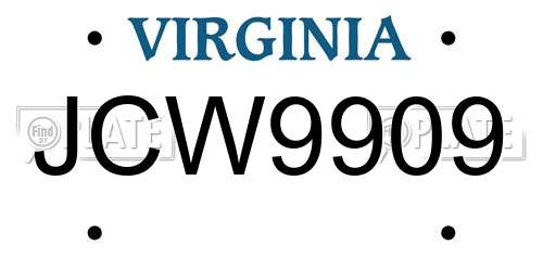 JCW9909 Virginia License Plate