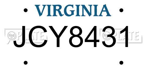 JCY8431 Virginia License Plate