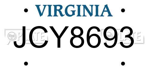 JCY8693 Virginia License Plate