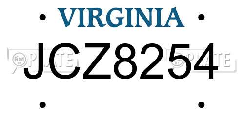 JCZ8254 Virginia License Plate