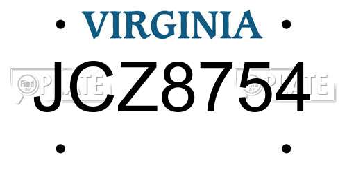 JCZ8754 Virginia License Plate