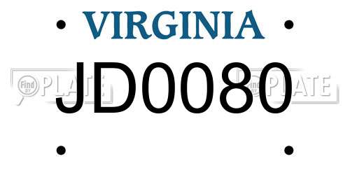 JD0080 Virginia License Plate
