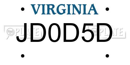 JD0D5D Virginia License Plate