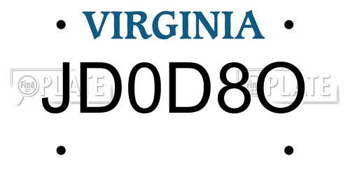 JD0D8O Virginia License Plate