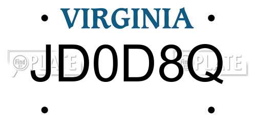 JD0D8Q Virginia License Plate