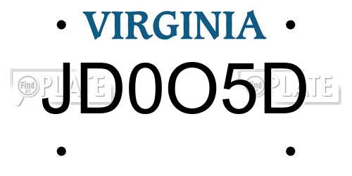 JD0O5D Virginia License Plate