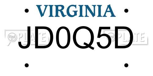 JD0Q5D Virginia License Plate