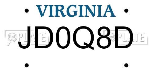 JD0Q8D Virginia License Plate
