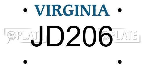 JD206 Virginia License Plate