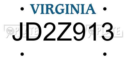 JD2Z913 Virginia License Plate