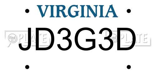 JD3G3D Virginia License Plate