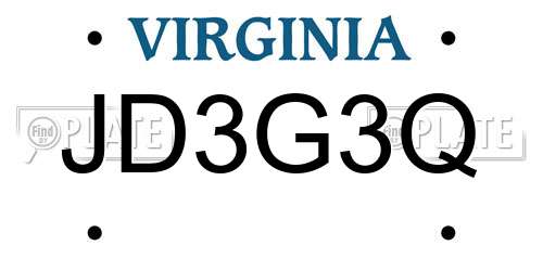 JD3G3Q Virginia License Plate