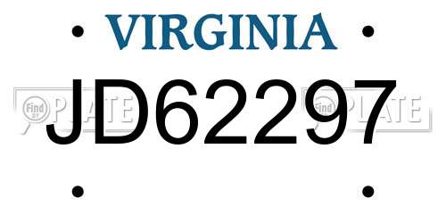 JD62297 Virginia License Plate