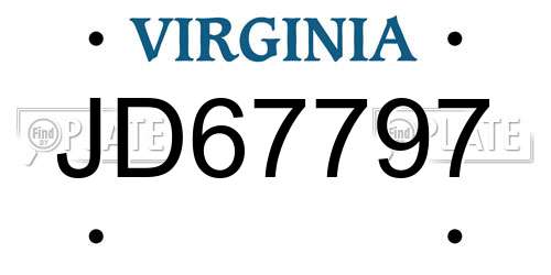 JD67797 Virginia License Plate