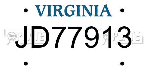 JD77913 Virginia License Plate