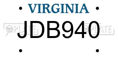 JDB940 Virginia License Plate