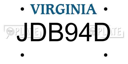 JDB94D Virginia License Plate