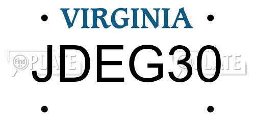 JDEG30 Virginia License Plate