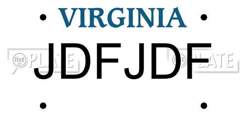 JDFJDF Virginia License Plate