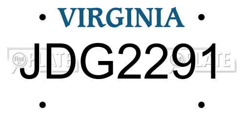 JDG2291 Virginia License Plate
