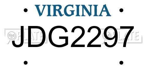 JDG2297 Virginia License Plate