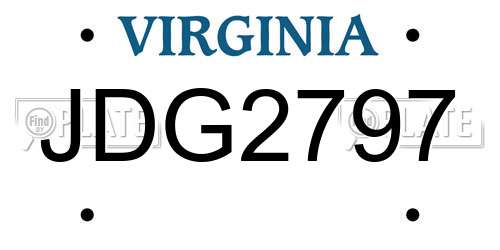 JDG2797 Virginia License Plate