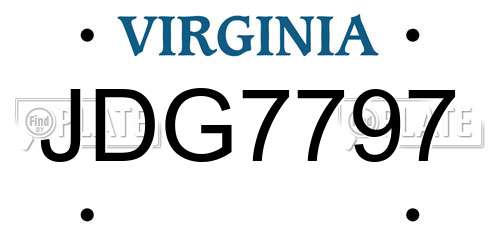 JDG7797 Virginia License Plate