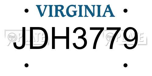 JDH3779 Virginia License Plate