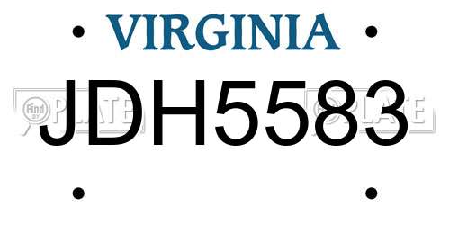 JDH5583 Virginia License Plate