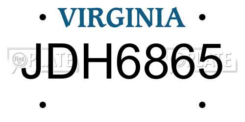 JDH6865 Virginia License Plate